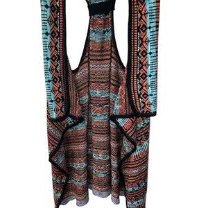 Alley & Gabby Sweater Vest XL Aztec southwest long line open lagenlook USA made